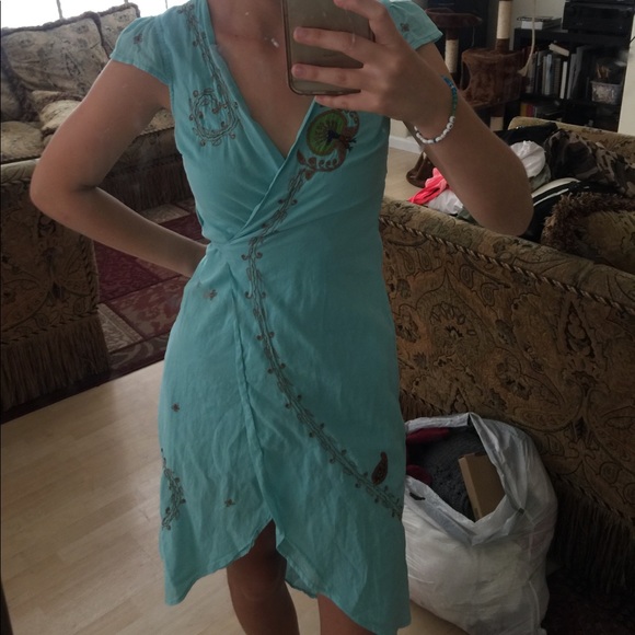 American Apparel Dresses & Skirts - Aoyama Itchome Vintage Blue Wrap Dress/Vest